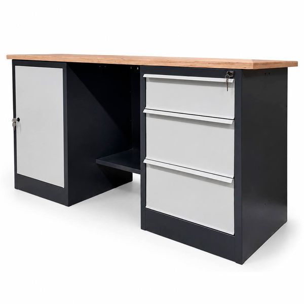 Banc de lucru metalic cu doua comode Banc de lucru Stw 326-D/S2B