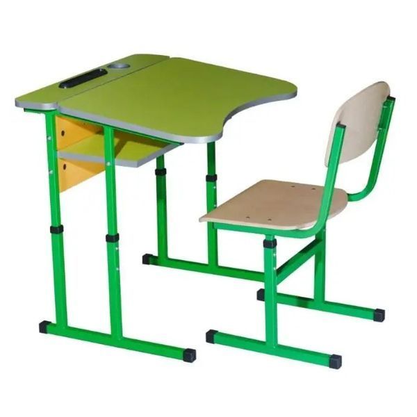 Set masa-pupitru + scaun pentru elev, 1 loc, antiscilioza, cu raft, reglabil pe inaltime