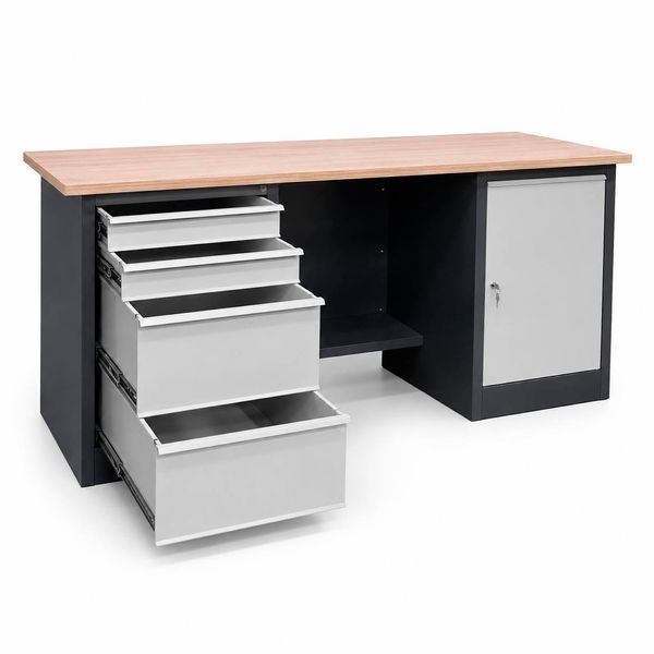 Banc de lucru metalic cu doua comode Banc de lucru Stw 326-2M2B/D